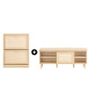 SoBuy FSR163-N + FSR160-N, Set de intrare din lemn natural cu dulap și bancă de pantofi cu uși glisante | Design modular