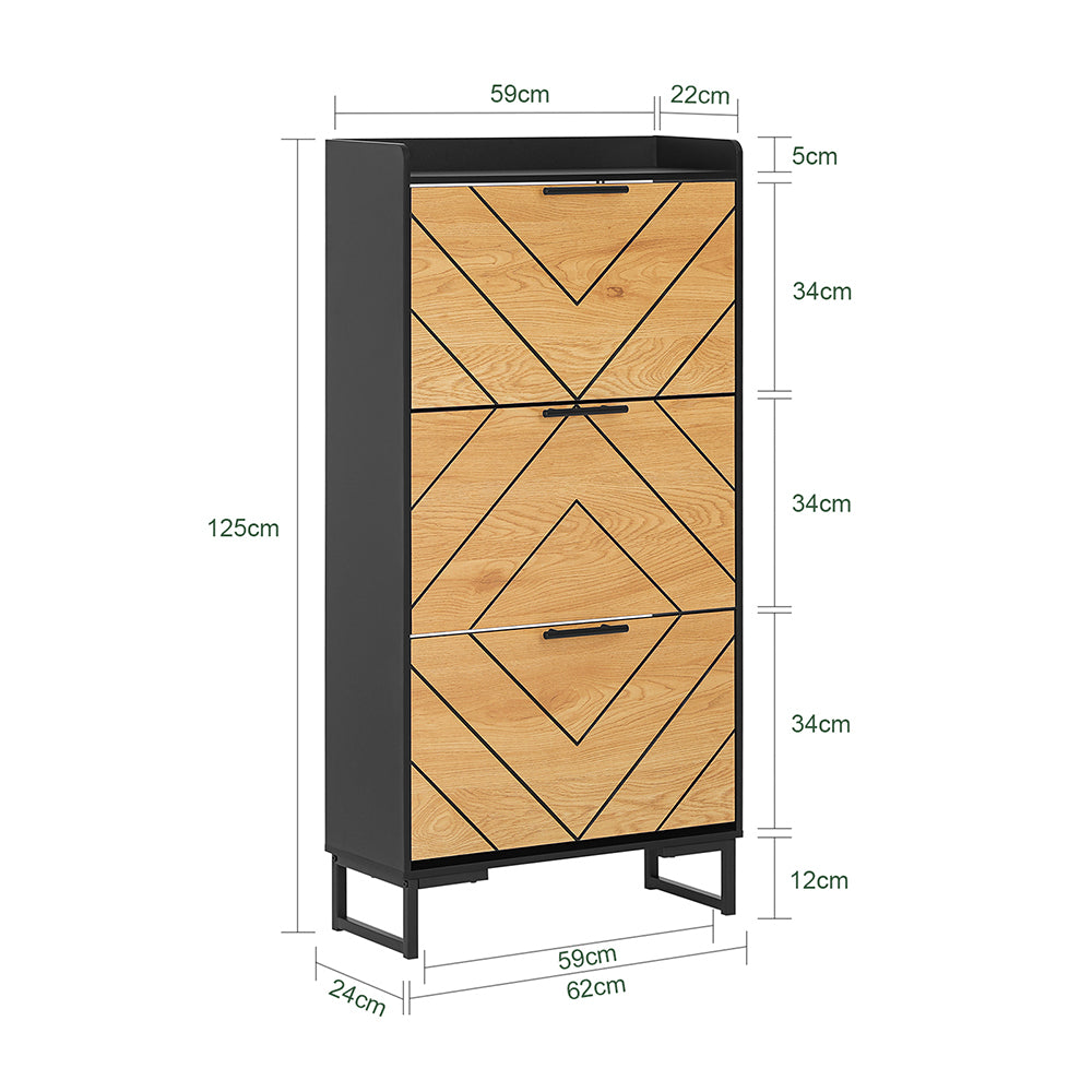 SoBuy FSR164-SCH Dulap pantofi ultra-subțire, economisește spațiu – Ideal pentru holuri înguste – 62x24x125 cm Negru