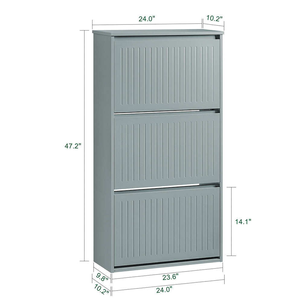 SoBuy FSR165-H-HG Dulap de pantofi cu uși rabatabile, 3 niveluri - Depozitare discretă pentru hol – 61x26x120 cm Gri