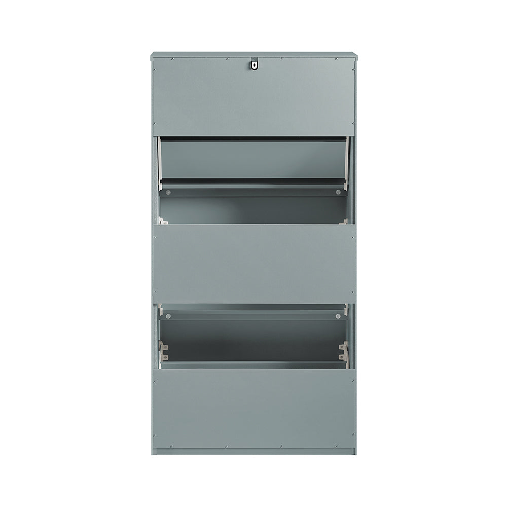 SoBuy FSR165-H-HG Dulap de pantofi cu uși rabatabile, 3 niveluri - Depozitare discretă pentru hol – 61x26x120 cm Gri
