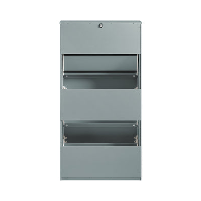 SoBuy FSR165-H-HG Dulap de pantofi cu uși rabatabile, 3 niveluri - Depozitare discretă pentru hol – 61x26x120 cm Gri