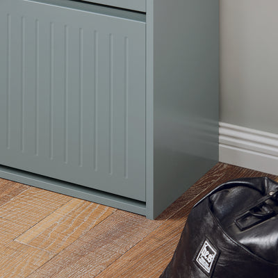 SoBuy FSR165-H-HG Dulap de pantofi cu uși rabatabile, 3 niveluri - Depozitare discretă pentru hol – 61x26x120 cm Gri