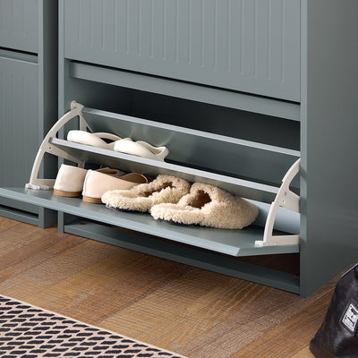 SoBuy FSR165-H-HG Dulap de pantofi cu uși rabatabile, 3 niveluri - Depozitare discretă pentru hol – 61x26x120 cm Gri