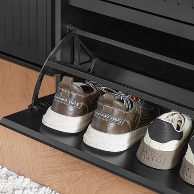 SoBuy FSR165-H-SCH Meuble à Chaussures à Abattants 3 Niveaux – Rangement Discret pour Entrée – 61x26x120 cm Noir