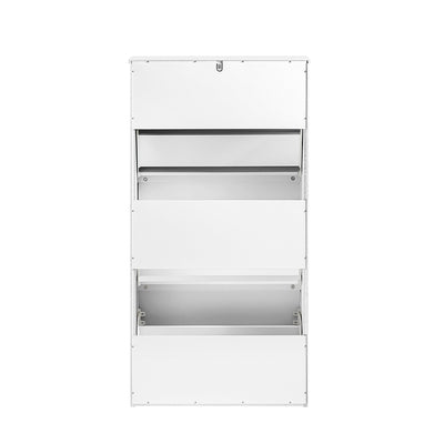 SoBuy FSR165-H-W Dulap de Pantofi cu Uși Rabatabile, pe 3 Nivele – Depozitare Discretă pentru Hol – 61x26x120 cm, Alb