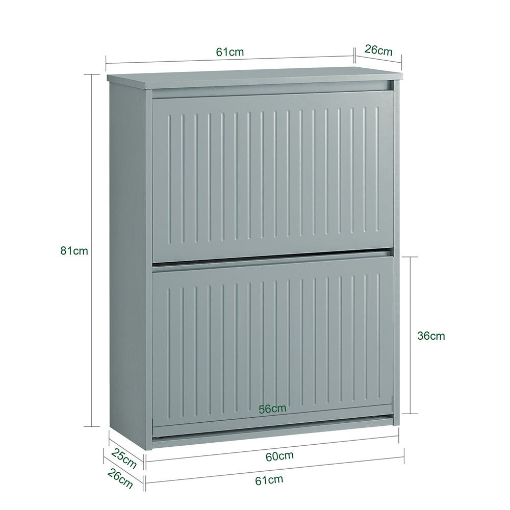 SoBuy FSR165-K-HG Dulap de încălțăminte cu uși rabatabile pe 2 niveluri – Depozitare discretă pentru hol – 61x26x81 cm Gri