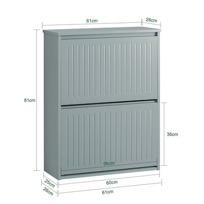 SoBuy FSR165-K-HG Dulap de încălțăminte cu uși rabatabile pe 2 niveluri – Depozitare discretă pentru hol – 61x26x81 cm Gri