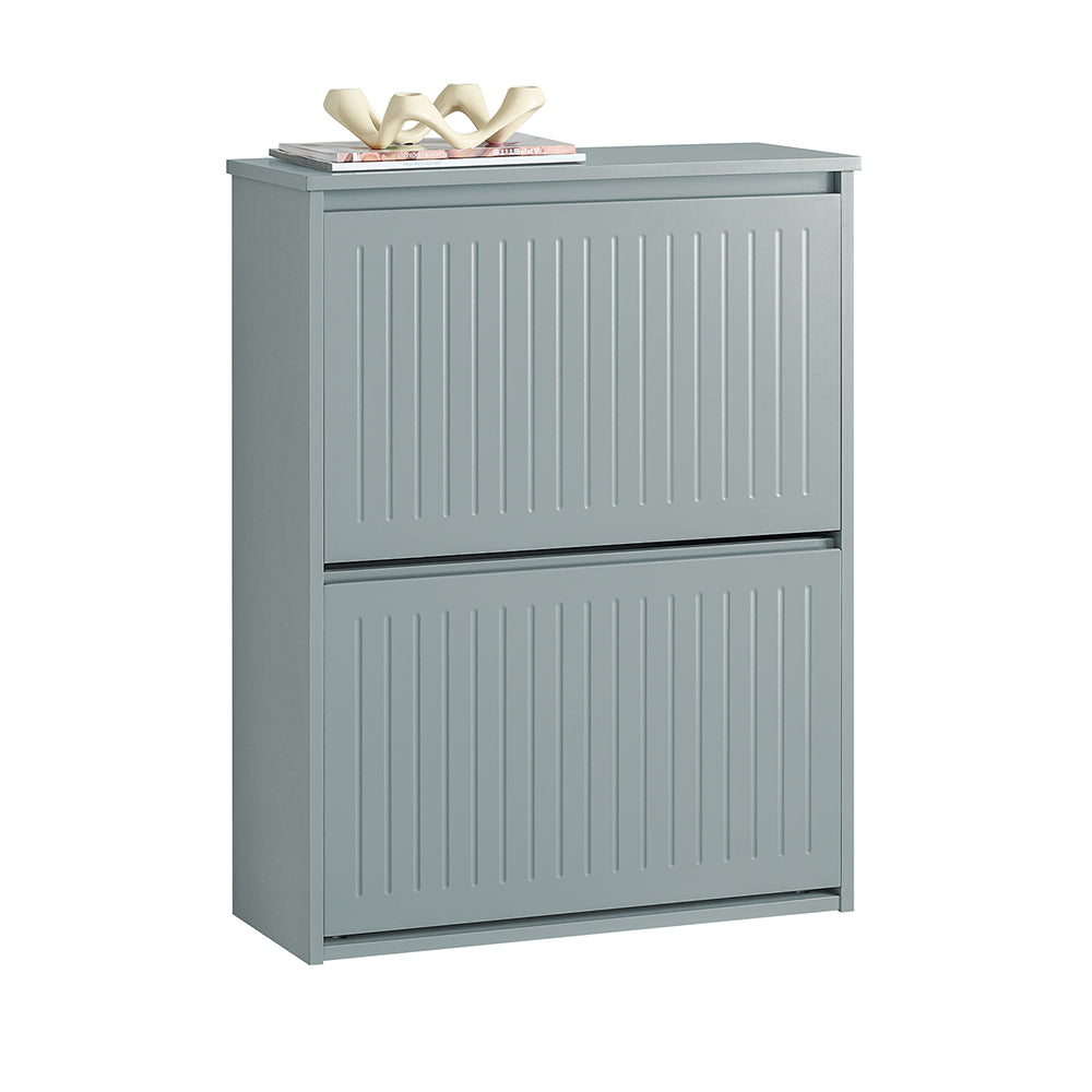 SoBuy FSR165-K-HG Meuble à Chaussures à Abattants 2 Niveaux – Rangement Discret pour Entrée – 61x26x81 cm Gris