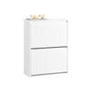 SoBuy FSR165-K-W Dulap de Pantofi cu Uși Rabatabile pe 2 Nivele – Depozitare Discretă pentru Hol – 61x26x81 cm Alb
