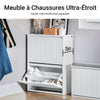 SoBuy FSR165-K-W Dulap de Pantofi cu Uși Rabatabile pe 2 Nivele – Depozitare Discretă pentru Hol – 61x26x81 cm Alb