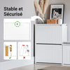 SoBuy FSR165-K-W Dulap de Pantofi cu Uși Rabatabile pe 2 Nivele – Depozitare Discretă pentru Hol – 61x26x81 cm Alb