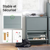 SoBuy FSR165-K-HG Dulap de încălțăminte cu uși rabatabile pe 2 niveluri – Depozitare discretă pentru hol – 61x26x81 cm Gri