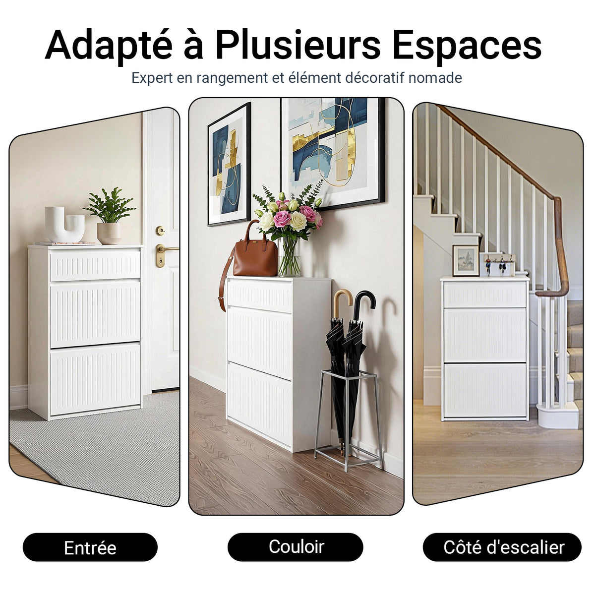 SoBuy FSR165-W Dulap de pantofi cu 2 niveluri - Depozitare discretă pentru hol - Alb