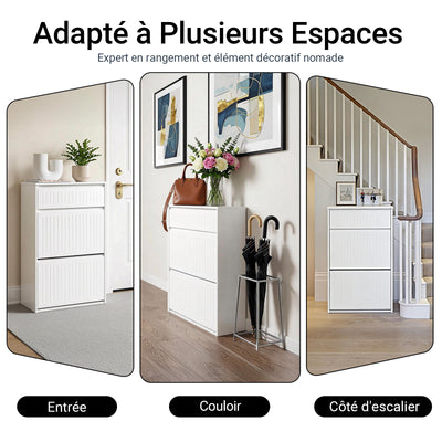 SoBuy FSR165-W Dulap de pantofi cu 2 niveluri - Depozitare discretă pentru hol - Alb
