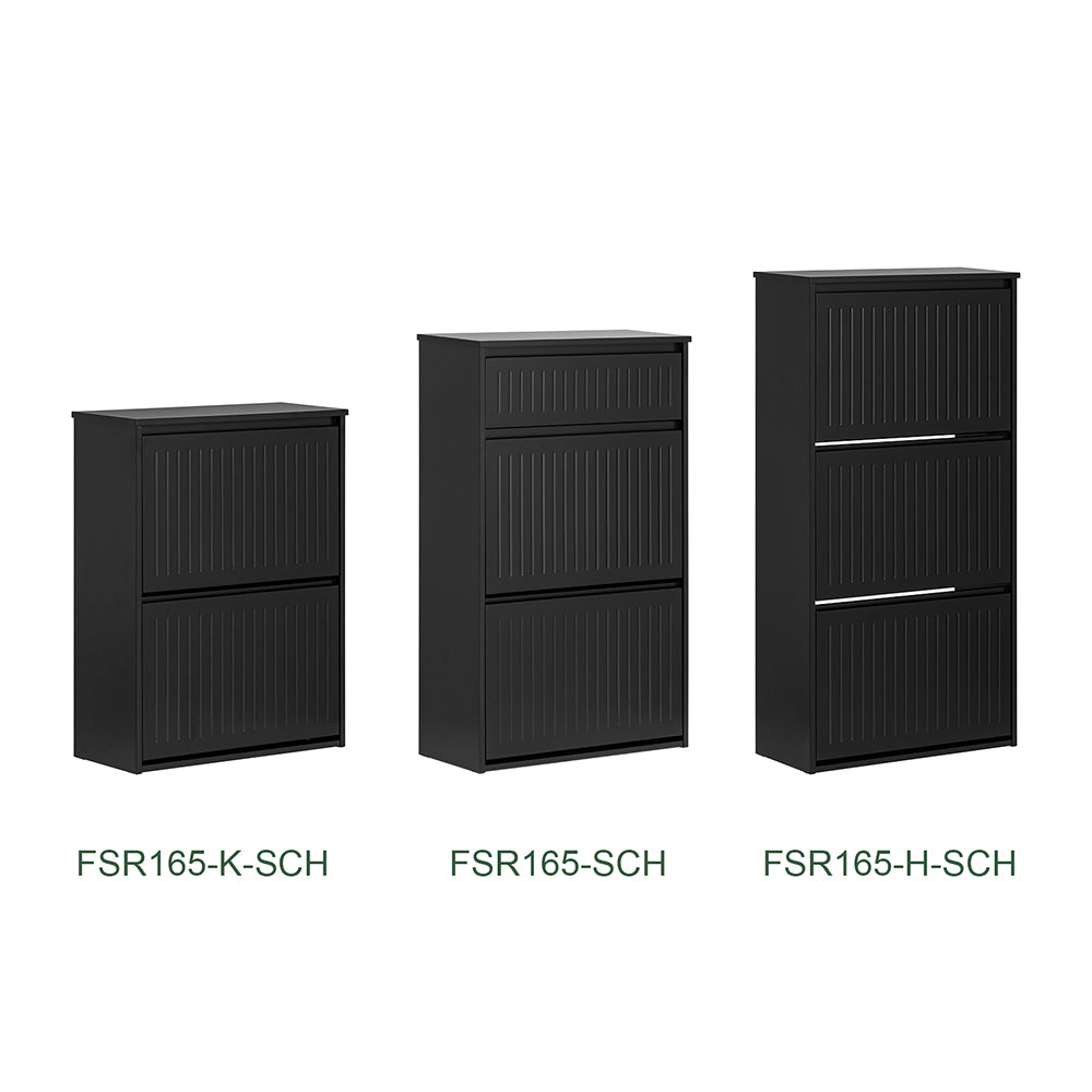 SoBuy FSR165-SCH Dulap Pantofar cu Bancă Tapițată, Cufăr de Depozitare cu 2 Compartimente Rabatabile pentru Hol – Negru