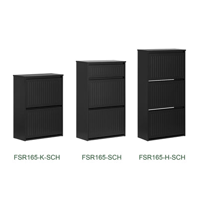 SoBuy FSR165-SCH Dulap Pantofar cu Bancă Tapițată, Cufăr de Depozitare cu 2 Compartimente Rabatabile pentru Hol – Negru