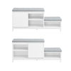 SoBuy FSR166-W Banchetă de depozitare, Banchetă pentru pantofi cu 2 perne căptușite, cu 1 ușă glisantă și 3 compartimente