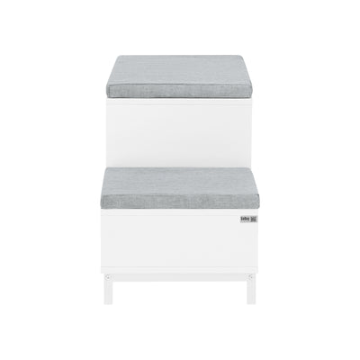 SoBuy FSR166-W Banc de Rangement, Banc à Chaussures avec 2 Coussin Rembourré, avec 1 Porte Coulissante et 3 Compartiments