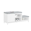 SoBuy FSR166-W Banchetă de depozitare, Banchetă pentru pantofi cu 2 perne căptușite, cu 1 ușă glisantă și 3 compartimente