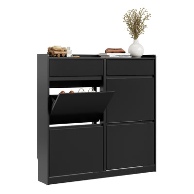 SoBuy FSR169-SCH Meuble à Chaussures Ultra-Slim 19 cm à Abattants – Rangement Discret – Noir