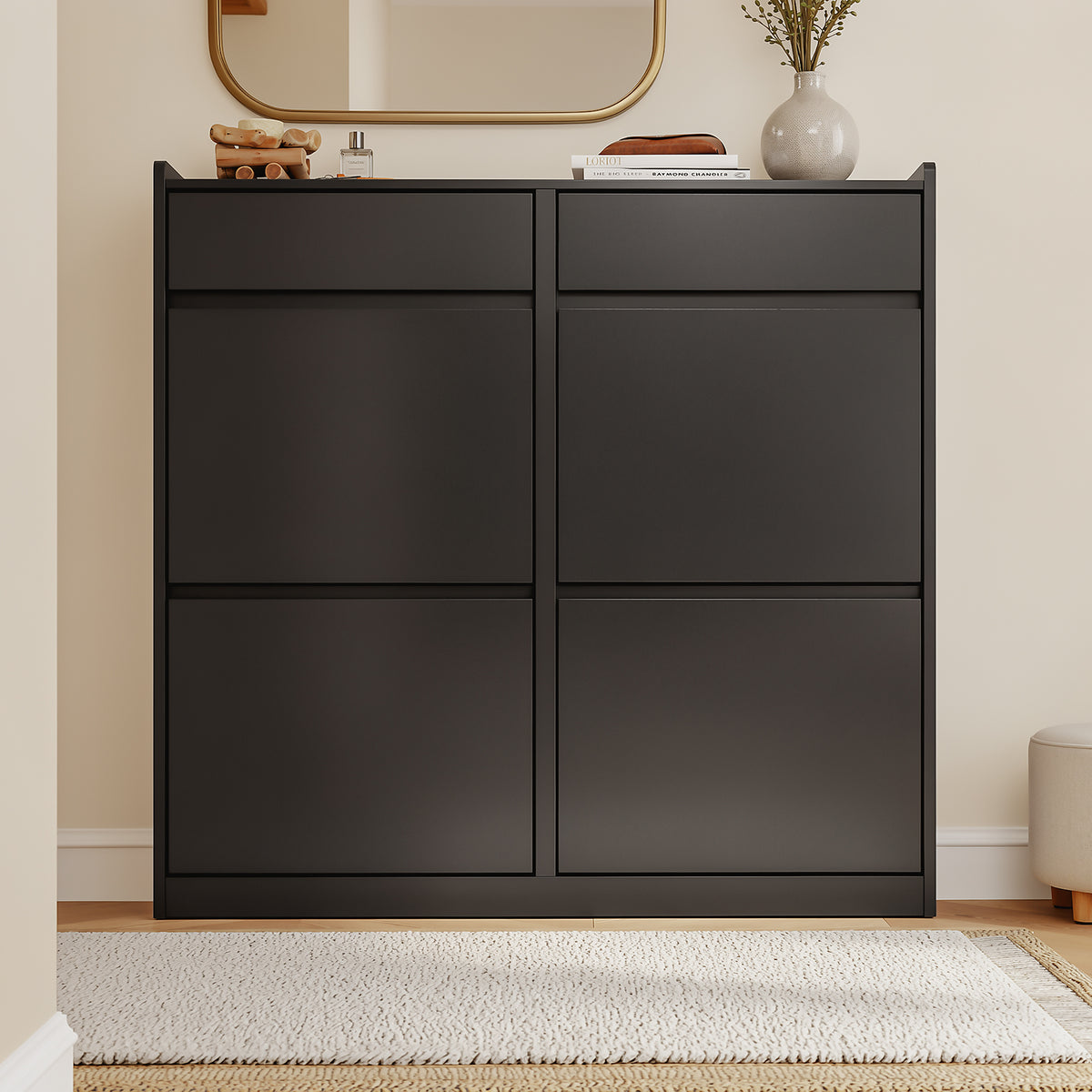 SoBuy FSR169-W Pantofar cu Uși Rabtabile Ultra-Slim 19cm – Depozitare Discretă Economie de Spațiu – 98x19x95 cm Alb