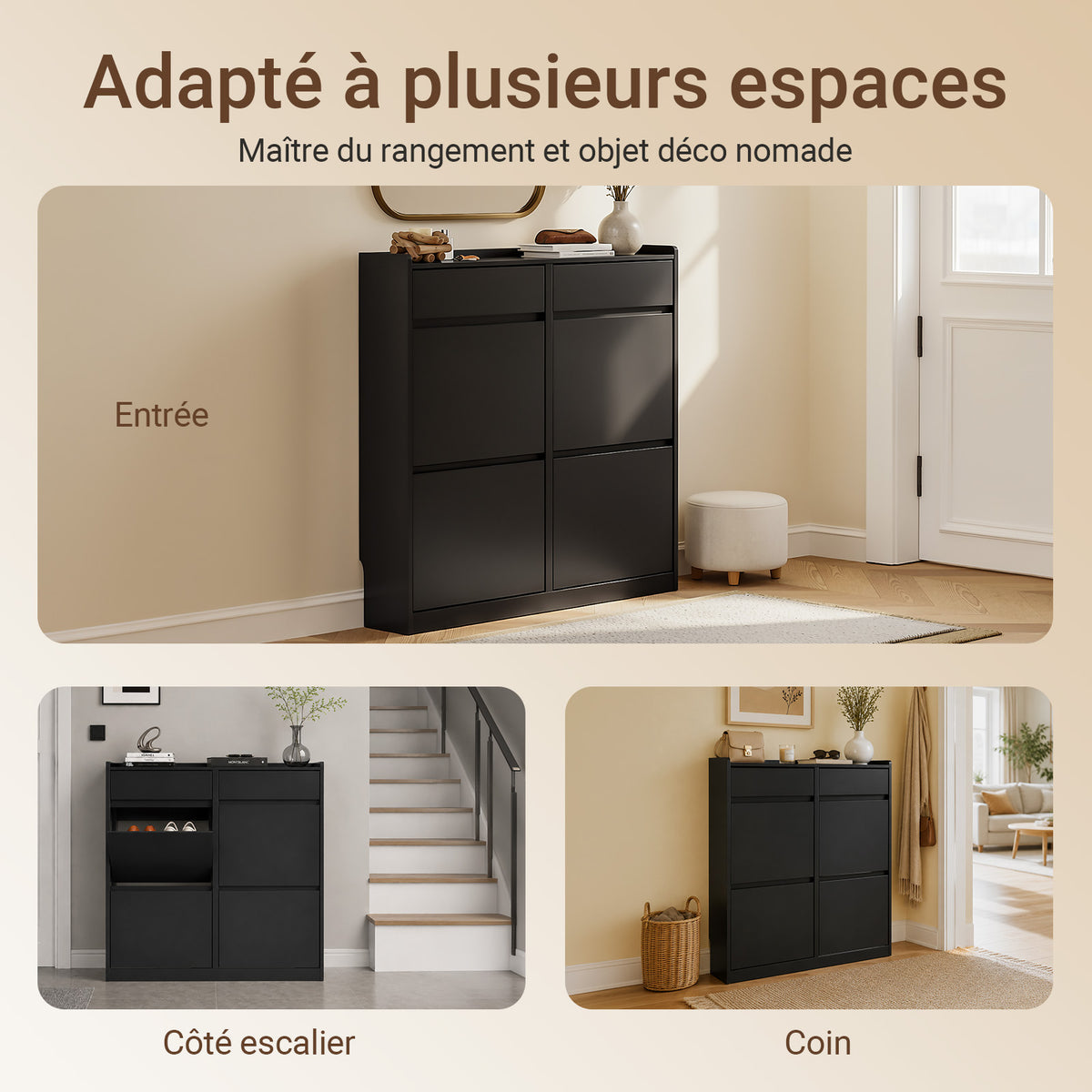 SoBuy FSR169-W Pantofar cu Uși Rabtabile Ultra-Slim 19cm – Depozitare Discretă Economie de Spațiu – 98x19x95 cm Alb