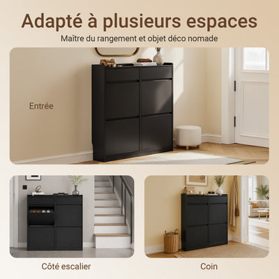 SoBuy FSR169-W Pantofar cu Uși Rabtabile Ultra-Slim 19cm – Depozitare Discretă Economie de Spațiu – 98x19x95 cm Alb