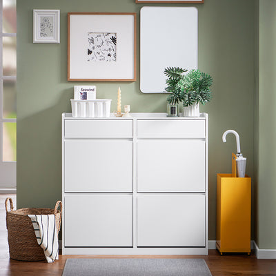 SoBuy FSR169-W Pantofar cu Uși Rabtabile Ultra-Slim 19cm – Depozitare Discretă Economie de Spațiu – 98x19x95 cm Alb