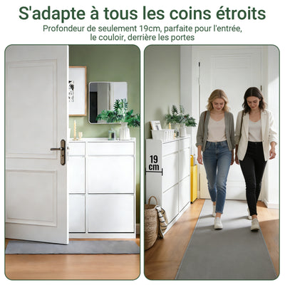 SoBuy FSR169-W Pantofar cu Uși Rabtabile Ultra-Slim 19cm – Depozitare Discretă Economie de Spațiu – 98x19x95 cm Alb