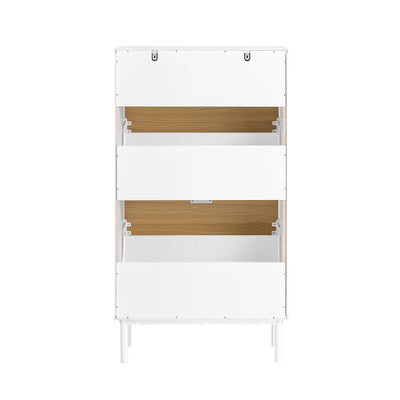 SoBuy FSR174-WN Armoire à Chaussures 2 Abattants et 1 Tiroir, Rangement pour Entrée Couloir – 60x35x110 cm, Blanc et Naturel