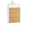 SoBuy FSR174-WN Dulap de pantofi cu 2 compartimente rabatabile și 1 sertar, Organizator pentru holul de la intrare – 60x35x110 cm, Alb și Natural