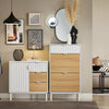 SoBuy FSR174-WN Dulap de pantofi cu 2 compartimente rabatabile și 1 sertar, Organizator pentru holul de la intrare – 60x35x110 cm, Alb și Natural