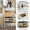 SoBuy FSR174-WN Dulap de pantofi cu 2 compartimente rabatabile și 1 sertar, Organizator pentru holul de la intrare – 60x35x110 cm, Alb și Natural