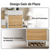 SoBuy FSR174-WN Dulap de pantofi cu 2 compartimente rabatabile și 1 sertar, Organizator pentru holul de la intrare – 60x35x110 cm, Alb și Natural