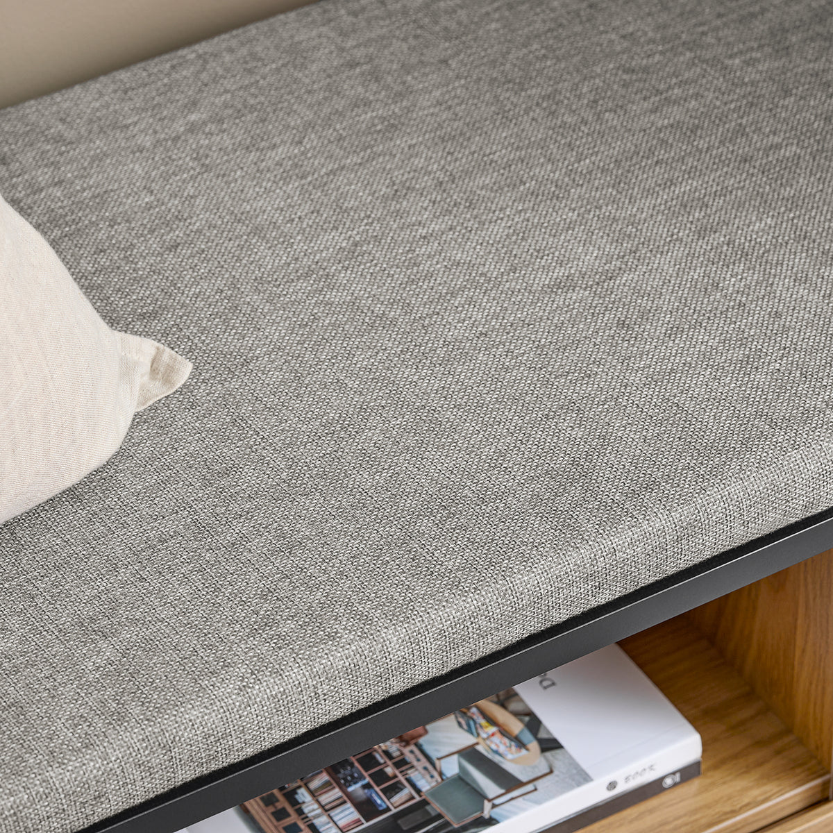 SoBuy FSR175-N Banc de Rangement, Banc à Chaussures, avec 1 Coussin Rembourré, 1 Tiroir et 2 Portes pour Entrée