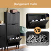 SoBuy FSR177-H-SCH Dulap pantofi cu uși rabatabile, ultra-subțire 19cm – Soluție de depozitare discretă, economisește spațiu – 50x19x130 cm Alb