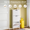 SoBuy FSR177-H-W Dulap de Pantofi cu Uși Rabatabile Ultra-Slim 19cm – Depozitare Discretă Economie de Spațiu – 50x19x130 cm Alb