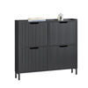 SoBuy FSR177-L-SCH Dulap de Pantofi cu 4 Uși Rabatabile Ultra-Subțire 19cm, Depozitare 8-12 Perechi pentru Intrare – 100x19x91 cm, Negru