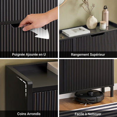 SoBuy FSR177-L-SCH Dulap de Pantofi cu 4 Uși Rabatabile Ultra-Subțire 19cm, Depozitare 8-12 Perechi pentru Intrare – 100x19x91 cm, Negru