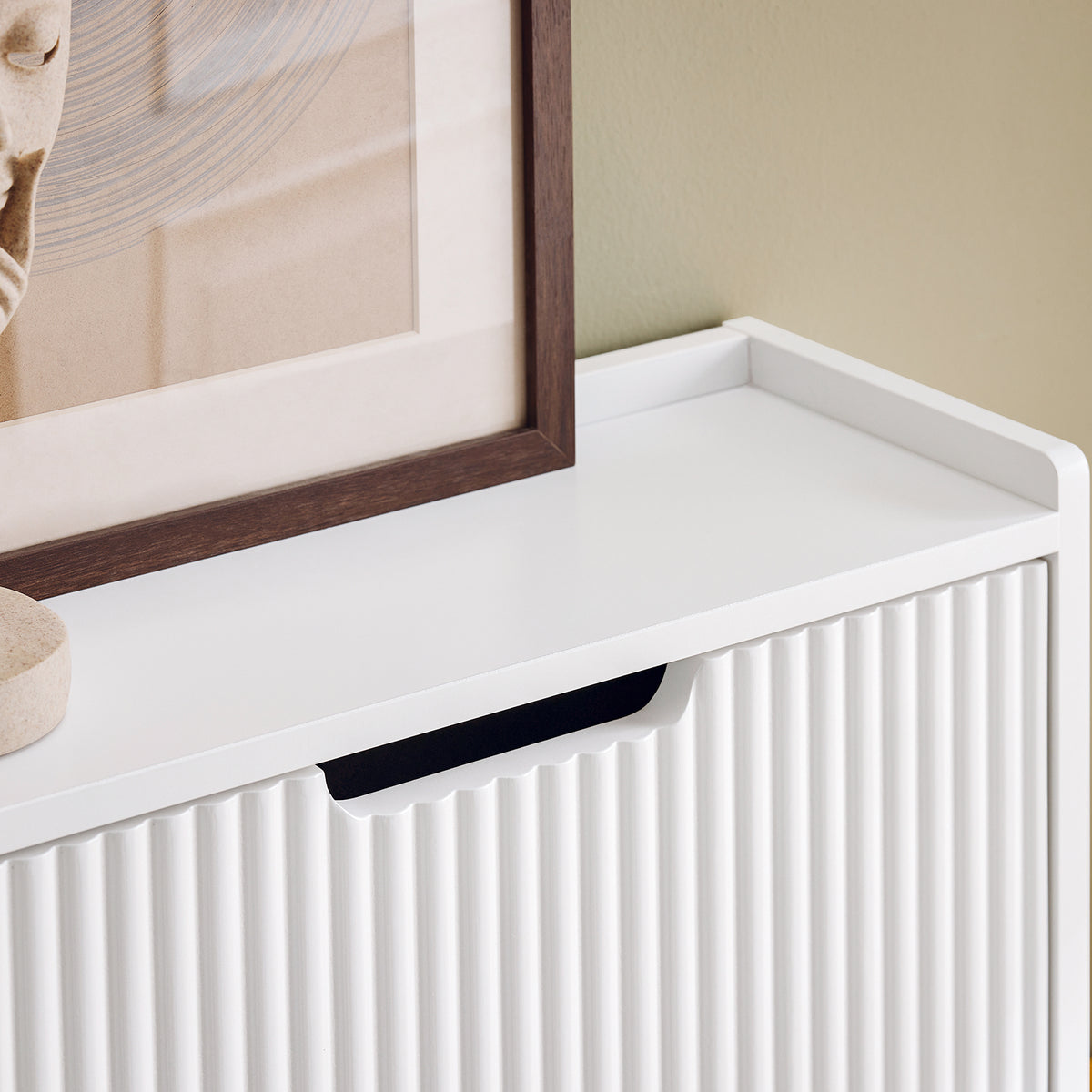 SoBuy FSR177-L-W Dulap de pantofi cu 4 uși rabatabile, ultra-subțire 19cm, Depozitare 8-12 perechi pentru hol – 100x19x91 cm, Alb