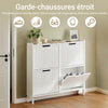 SoBuy FSR177-L-W Dulap de pantofi cu 4 uși rabatabile, ultra-subțire 19cm, Depozitare 8-12 perechi pentru hol – 100x19x91 cm, Alb