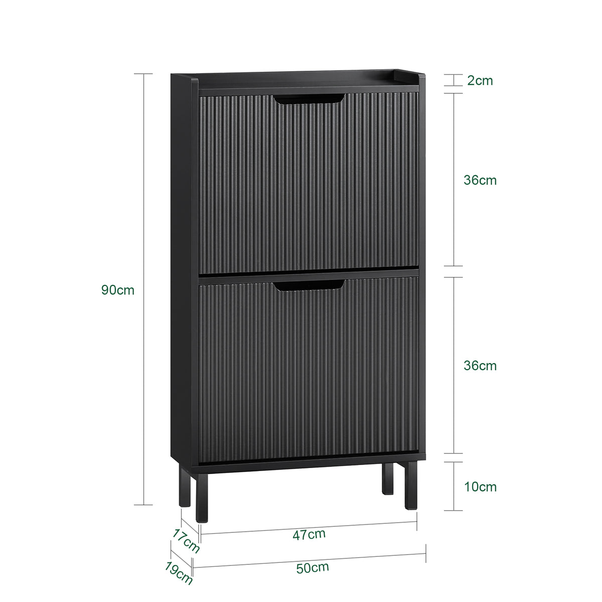 Precomandă SoBuy FSR177-SCH Dulap Pantofi cu 2 Uși Rabatanți Ultra-Slim 19cm, Organizator Compact pentru Intrare Hol – 50x19x90 cm, Negru