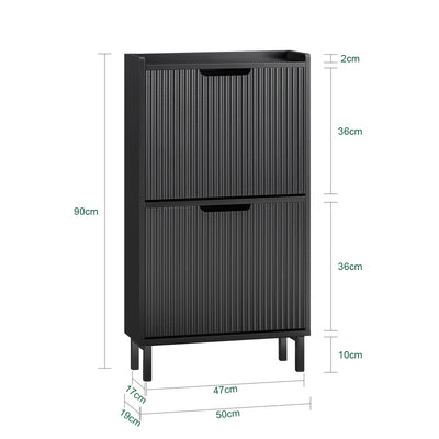 Precomandă SoBuy FSR177-SCH Dulap Pantofi cu 2 Uși Rabatanți Ultra-Slim 19cm, Organizator Compact pentru Intrare Hol – 50x19x90 cm, Negru