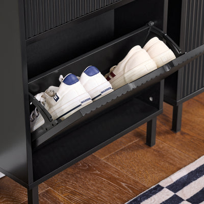 Precomandă SoBuy FSR177-SCH Dulap Pantofi cu 2 Uși Rabatanți Ultra-Slim 19cm, Organizator Compact pentru Intrare Hol – 50x19x90 cm, Negru