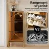 SoBuy FSR181-H-G Meuble à Chaussures Design Élégant avec Miroir – Déco Entrée Moderne – 55x24x124 cm Doré