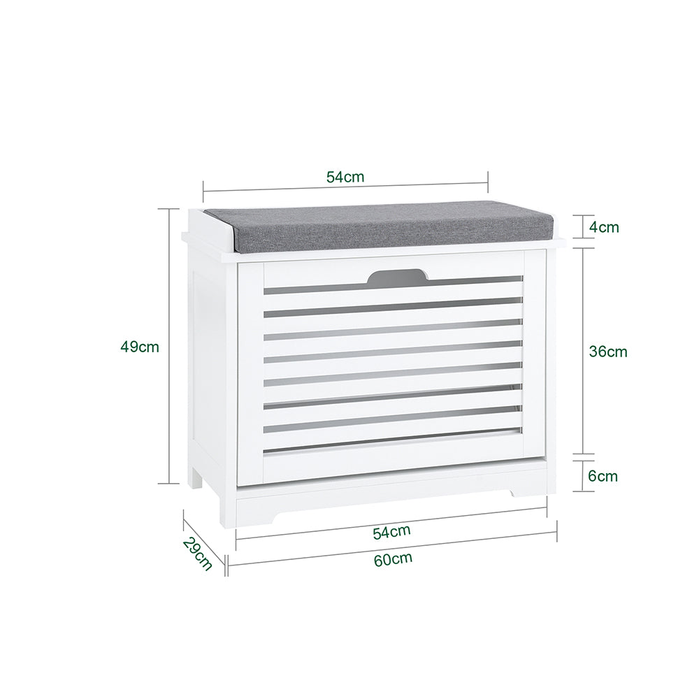 SoBuy FSR184-K-W Banc pentru Pantofi, Dulap Pantofi, Comodă Pantofi, Mobilier de Hol, Ladă cu 1 Rabat și 1 Pernă