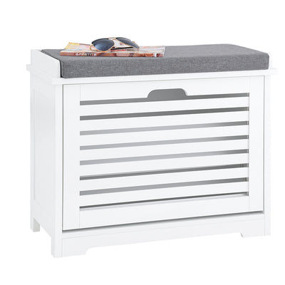 SoBuy FSR184-K-W Banc Chaussures, Rangement pour Chaussures, Armoire à Chaussures, Meuble d'entrée, Coffre avec 1 Abattant et