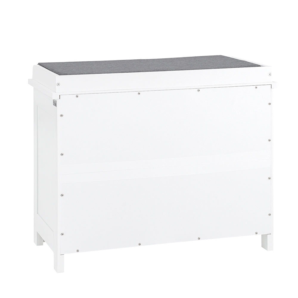 SoBuy FSR184-K-W Banc pentru Pantofi, Dulap Pantofi, Comodă Pantofi, Mobilier de Hol, Ladă cu 1 Rabat și 1 Pernă