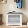 SoBuy FSR184-K-W Banc pentru Pantofi, Dulap Pantofi, Comodă Pantofi, Mobilier de Hol, Ladă cu 1 Rabat și 1 Pernă