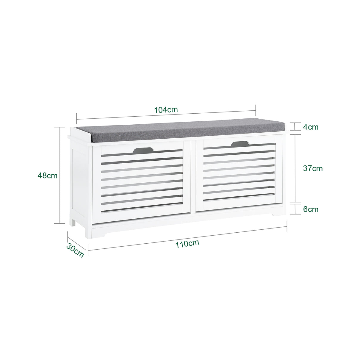 SoBuy FSR184-W Banc pentru Pantofi, Organizator de Pantofi, Dulap Pantofi, Mobilier de Intrare, Bancă cu 2 Sertare Rabatabile și 1 Pernă, pentru Intrare, Hol, Dormitor și Living, Alb, L110xD29xH49 cm